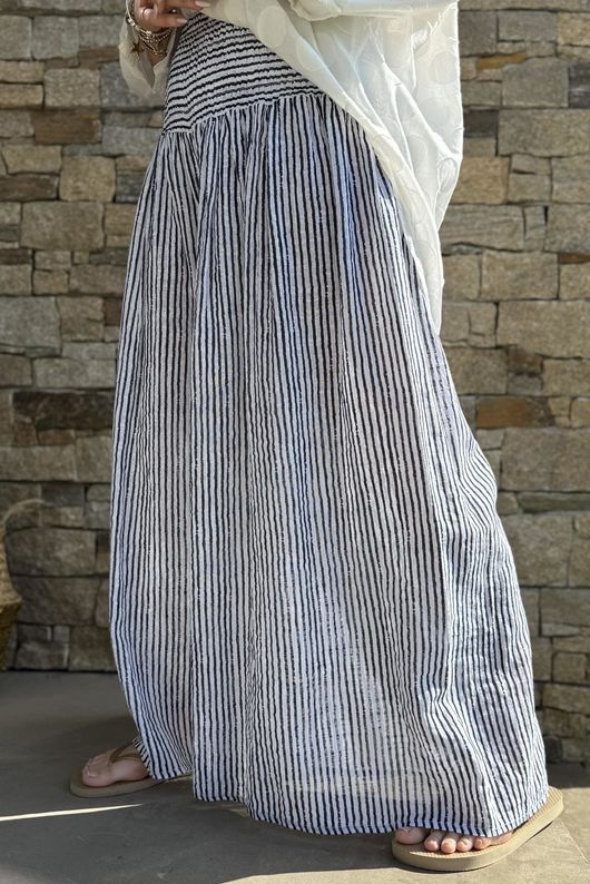 Marina Chalk Stripe Palazzo Pant White